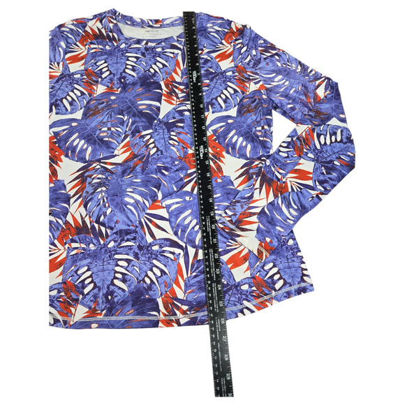 Silver Bait Wom LG Purple Red Leaf Print Fishing Swim Beach Long Sleeve Top EUC - Picture 3 of 9